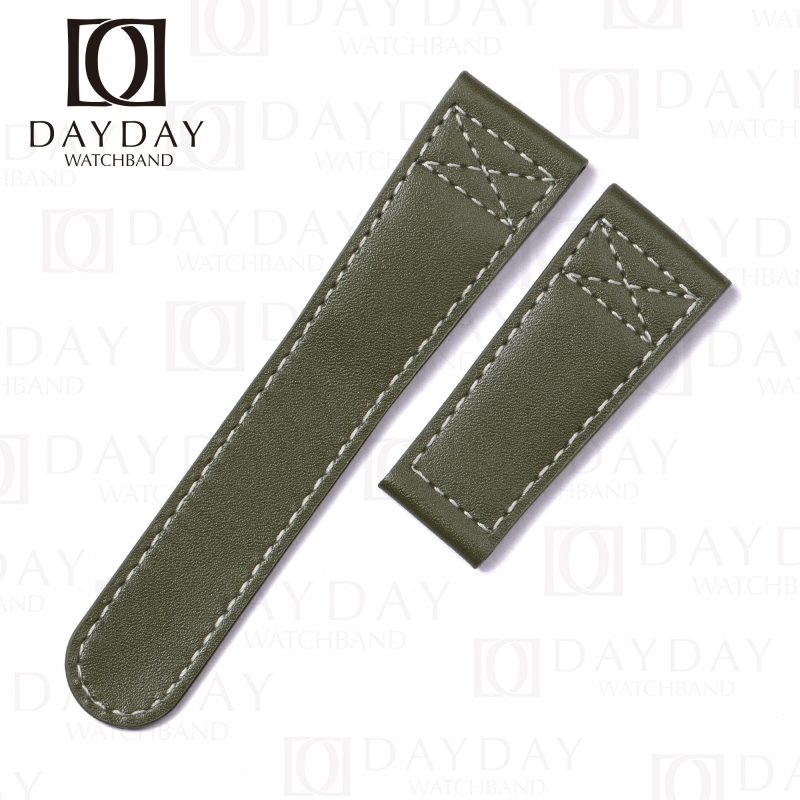 Handmade Olive Green Leather Strap for Oris Aviation BC4 watch band 20mm 21mm 22mm