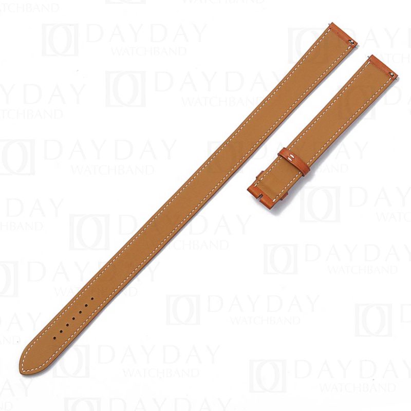 Hermes Cape Cod, Heure H, Arceau Double wrap calfskin leather watch straps handmade replacement band for sale