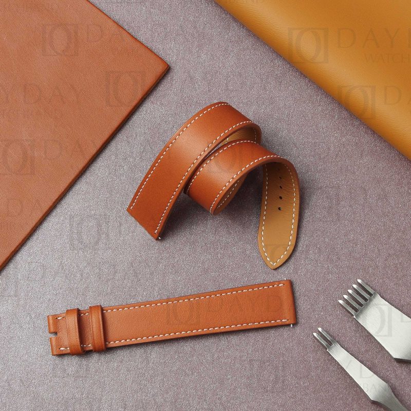 Hermes Cape Cod, Heure H, Arceau Double wrap calfskin leather watch straps handmade replacement band for sale