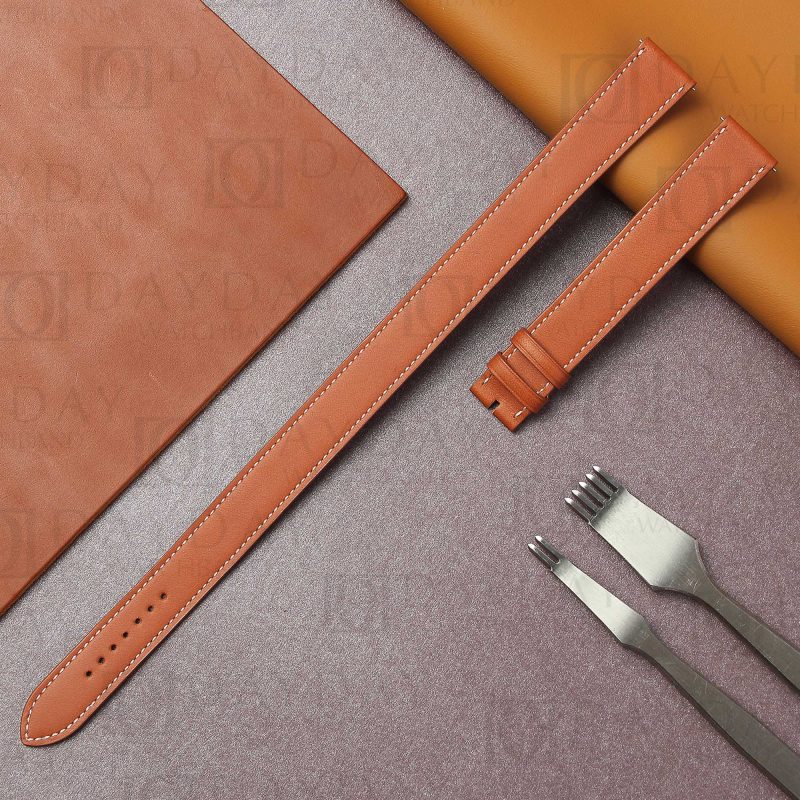 Hermes Cape Cod, Heure H, Arceau Double wrap calfskin leather watch straps handmade replacement band for sale