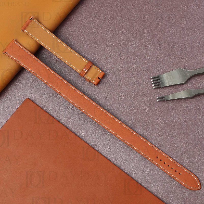 Hermes Cape Cod, Heure H, Arceau Double wrap calfskin leather watch straps handmade replacement band for sale