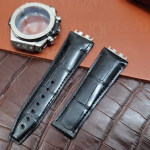 Hublot Big Bang Unico 441 one click quick change replacement black alligator leather watchband for sale strap