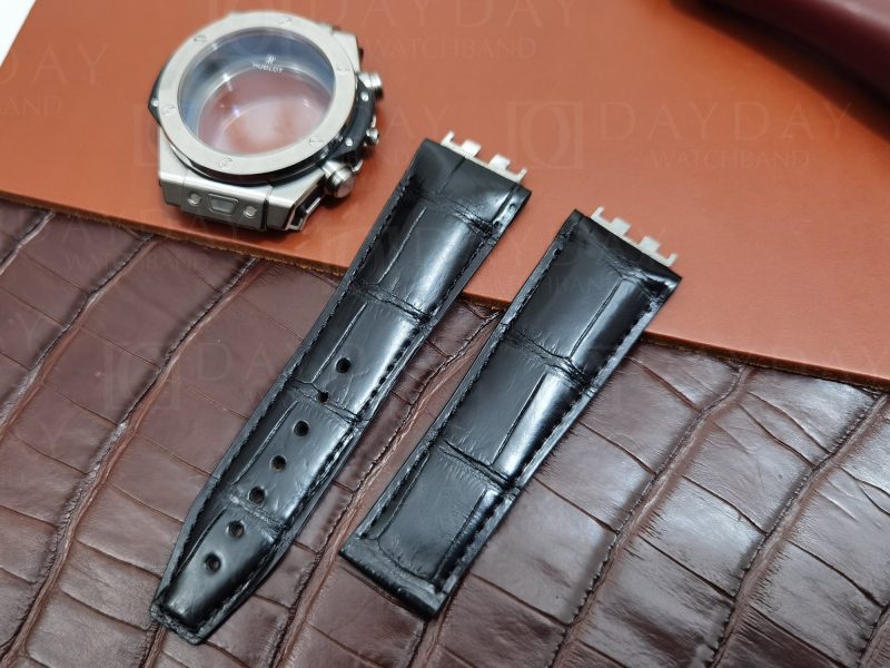 Hublot Big Bang Unico 441 one click quick change replacement black alligator leather watchband for sale strap