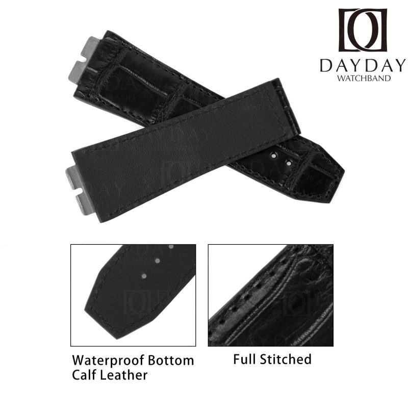 Hublot Big Bang Unico one click quick change replacement black alligator leather watch band for sale straps
