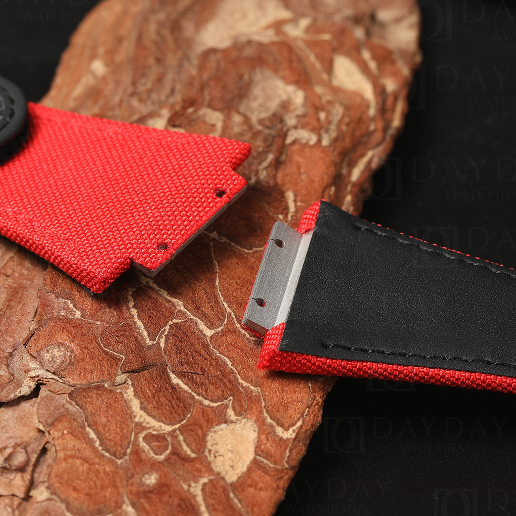 Hublot Spirit of Big Bang red nylon velcro watch strap replacement with metal insert