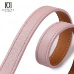 Personalized handcrafted pink Epsom calfskin leather double tour watch bracelet replacement for Hermes Cape cod, Heure H, Arceau watch aftermarket (3)