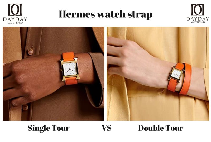 The difference between single tour and double tour leather watch strap band replacement for Hermes Cape Cod, Heure H, Arceau and more watches