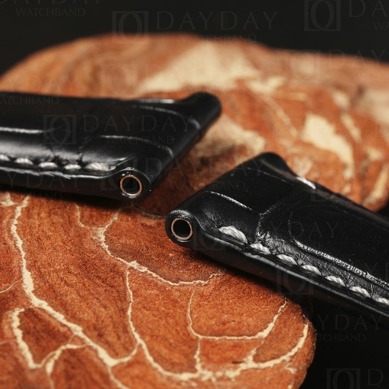 black alligator leather watch band replacement for Panerai