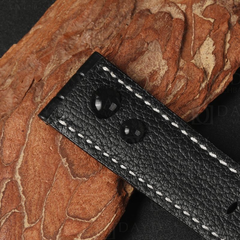 waterproof black leather lining watch strap band replacement for Panerai