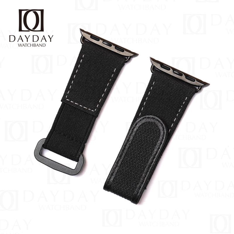 Custom replacement Apple straps Black canvas nylon watch bands for Apple straps