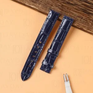 Custom replacement alligator dark blue watch straps for Cartier Must Colisée watchbands