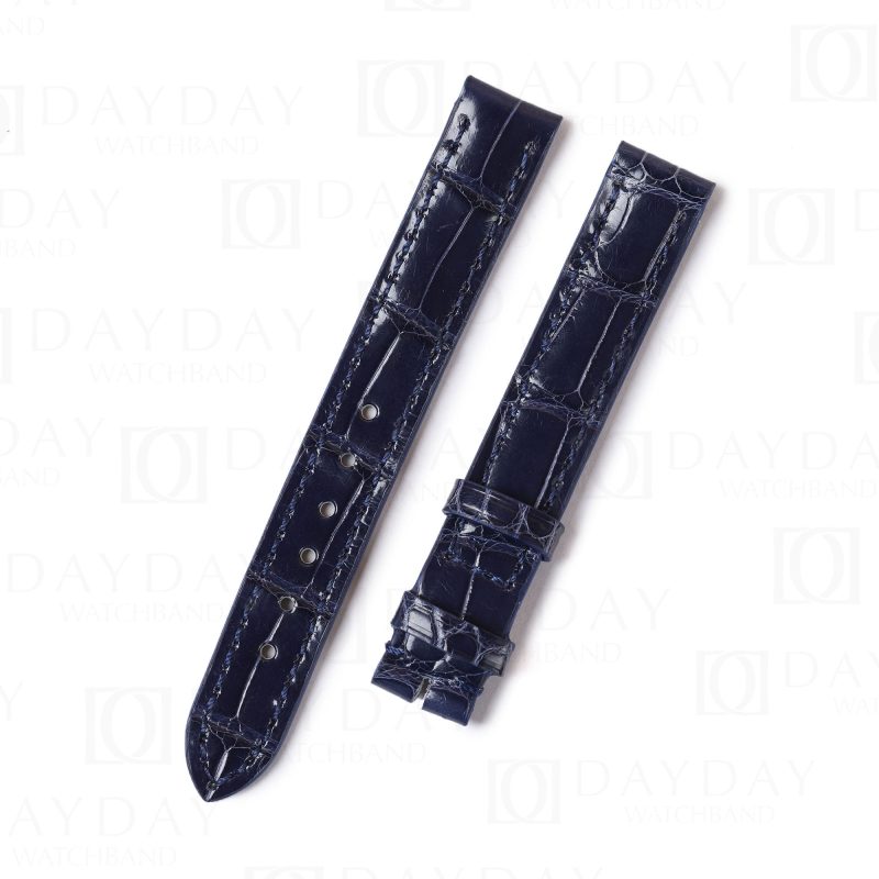 Custom replacement alligator dark blue watch straps for Cartier Must Colisée watchbands