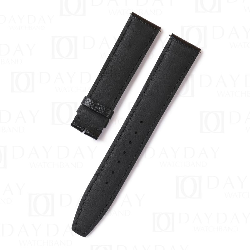 Black replacement leather watch band for IWC Schaffhausen Portofino Portuguese men's and ladies watch