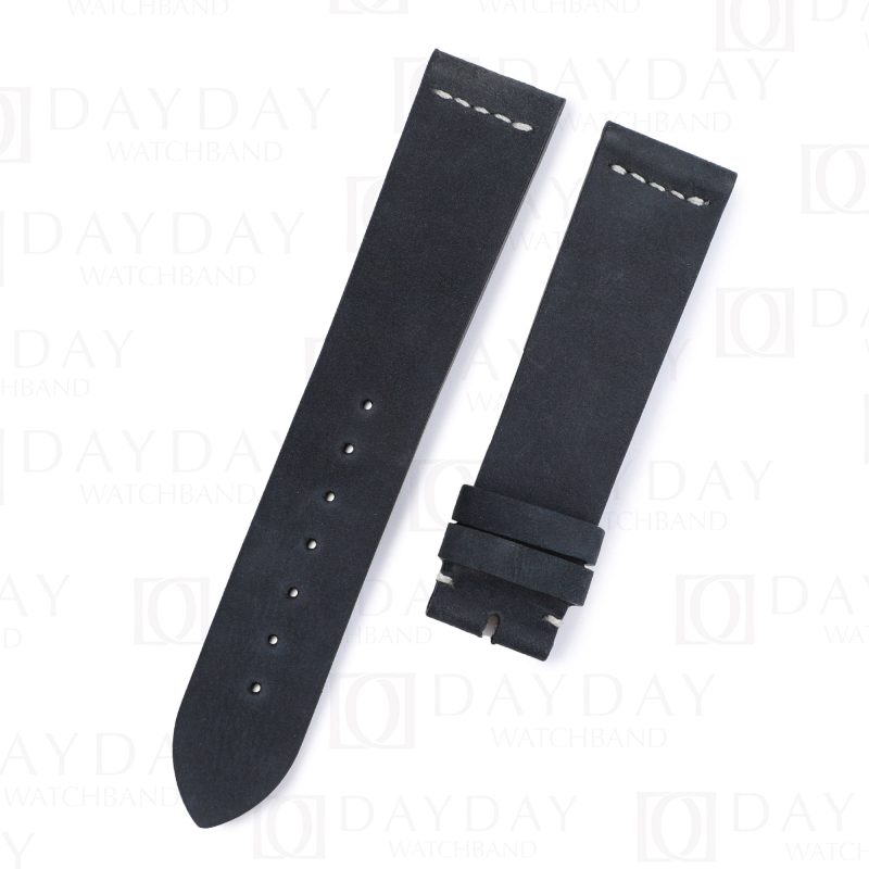 Cutsom black vintage sude leather replacement watchband for Rolex Hermes Omega straps