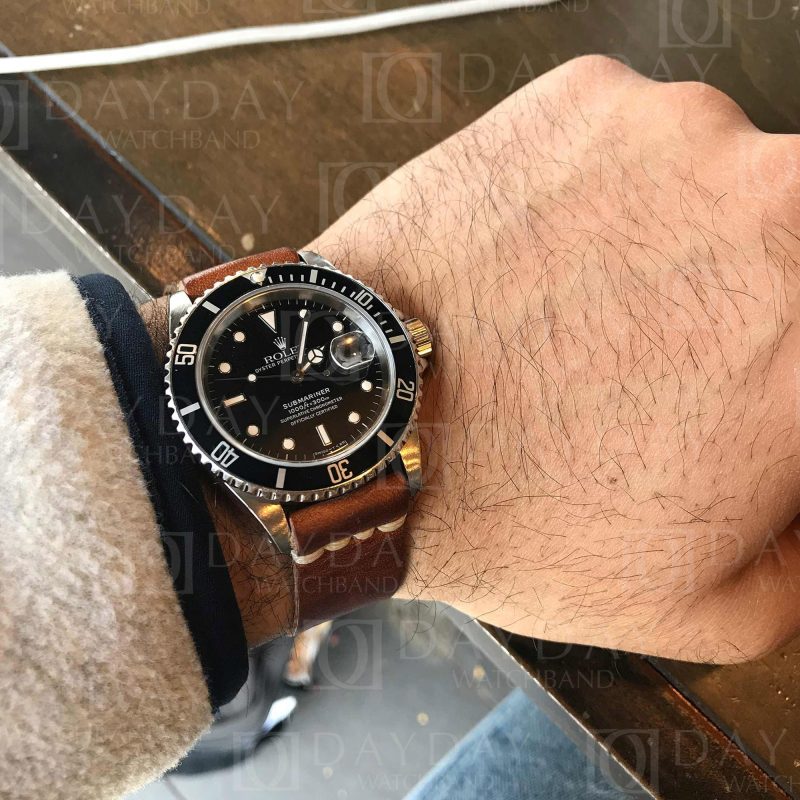 Cutsom vintage sude leather replacement watchband for Rolex Hermes Omega straps