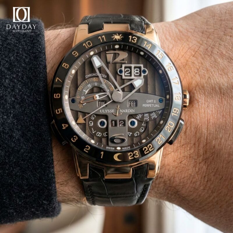 Bespoke Replacement black Belly Scale Alligator Leather Watch Strap For Ulysse Nardin El Toro Executive