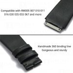 Black calfskin leather watch band custom straps for Richard Mille RM005 007 010 011 016 030 035 055 067