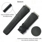 Black calfskin leather watch bands custom straps for Richard Mille RM005 007 010 011 016 030 035 055 067