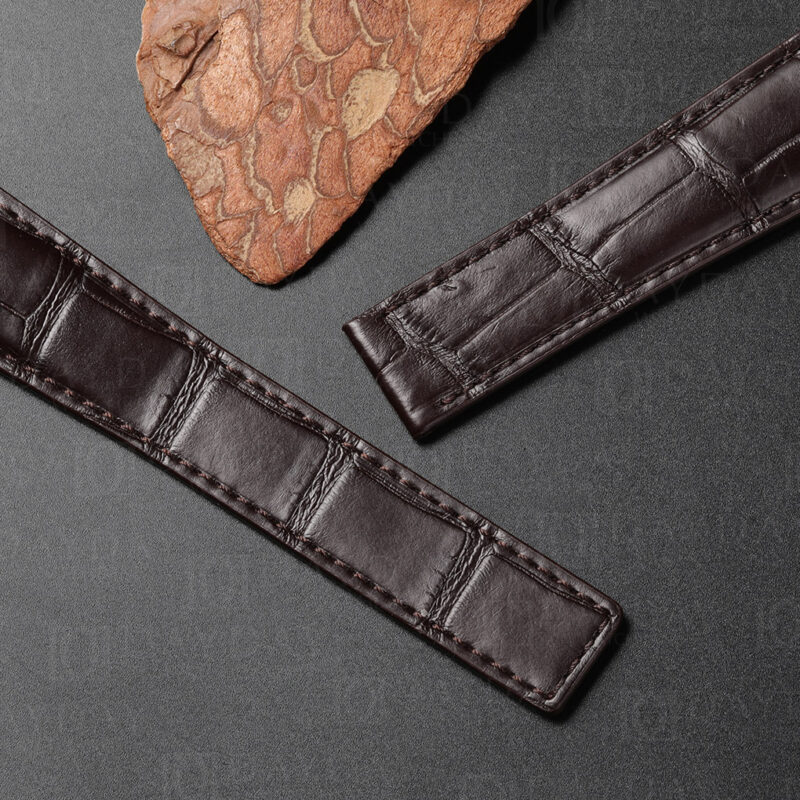 Brown alligator leather watch band replacement for Tag Heuer clasp
