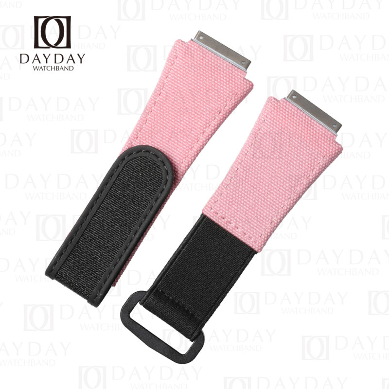 Buy Custom replacement Pink velcro canvas nylon watch band for Richard Mille strap