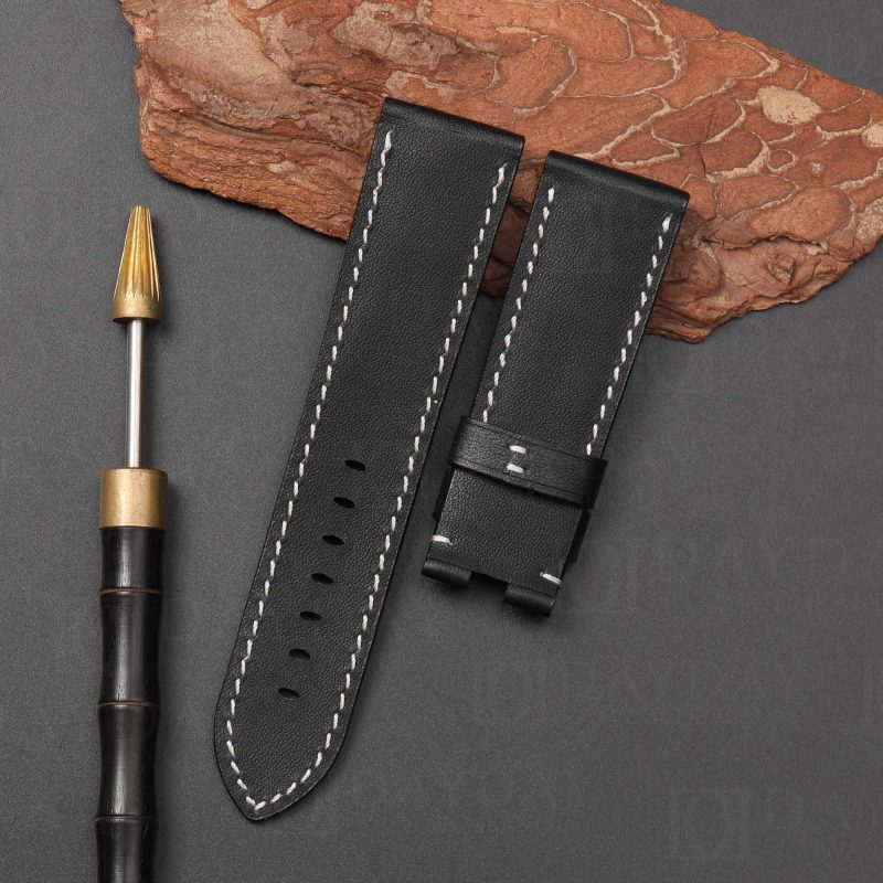 Buy Handmade Alligator Crocodile black leather straps for Panerai replacement watch strap (3)