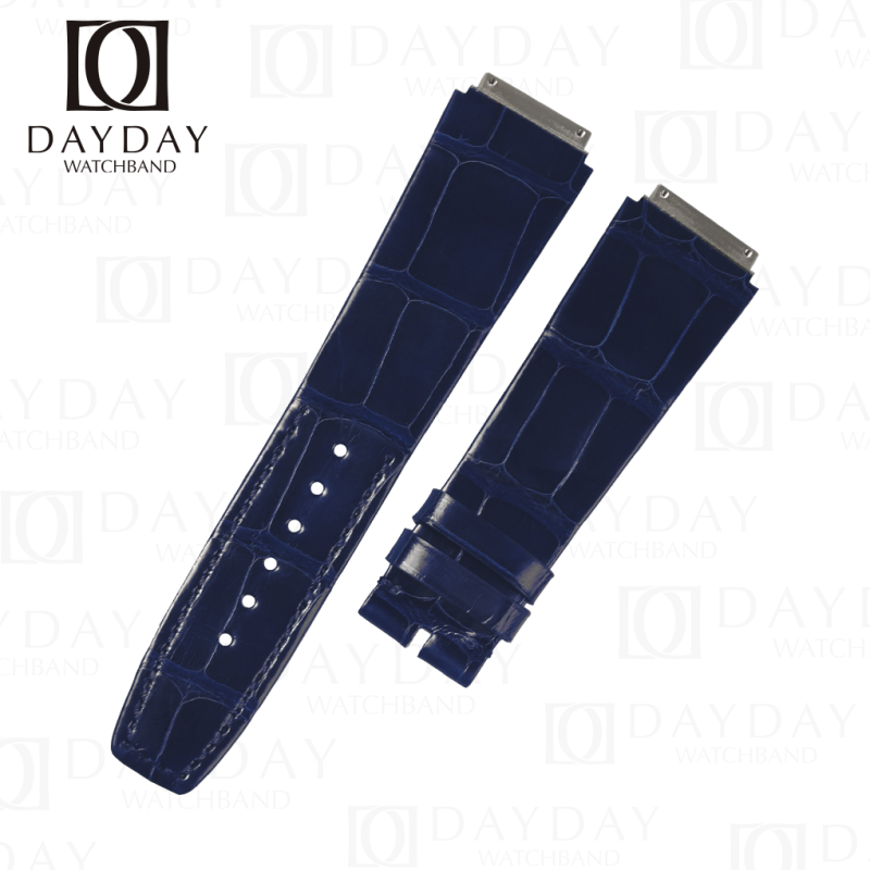 Custom dark blue alligator leather watch strap replacement for Richard Mille RM 035 067