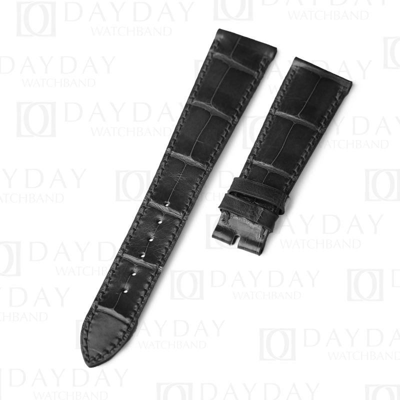 Custom handmade black crocodile leather strap for Zenith ELITE STAR watch band