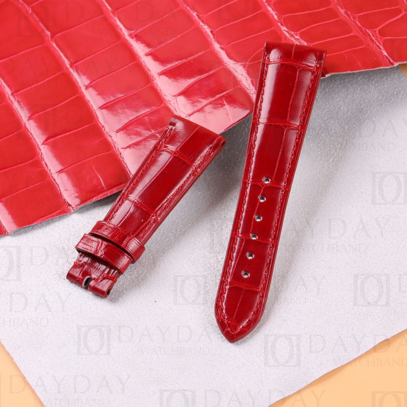 Custom handmade red crocodile leather strap for Zenith ELITE STAR watch bands