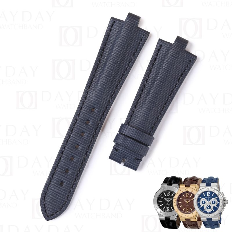 Custom high-end quality blue nylon canvas replacement watchbands for Bvlgari Diagono straps