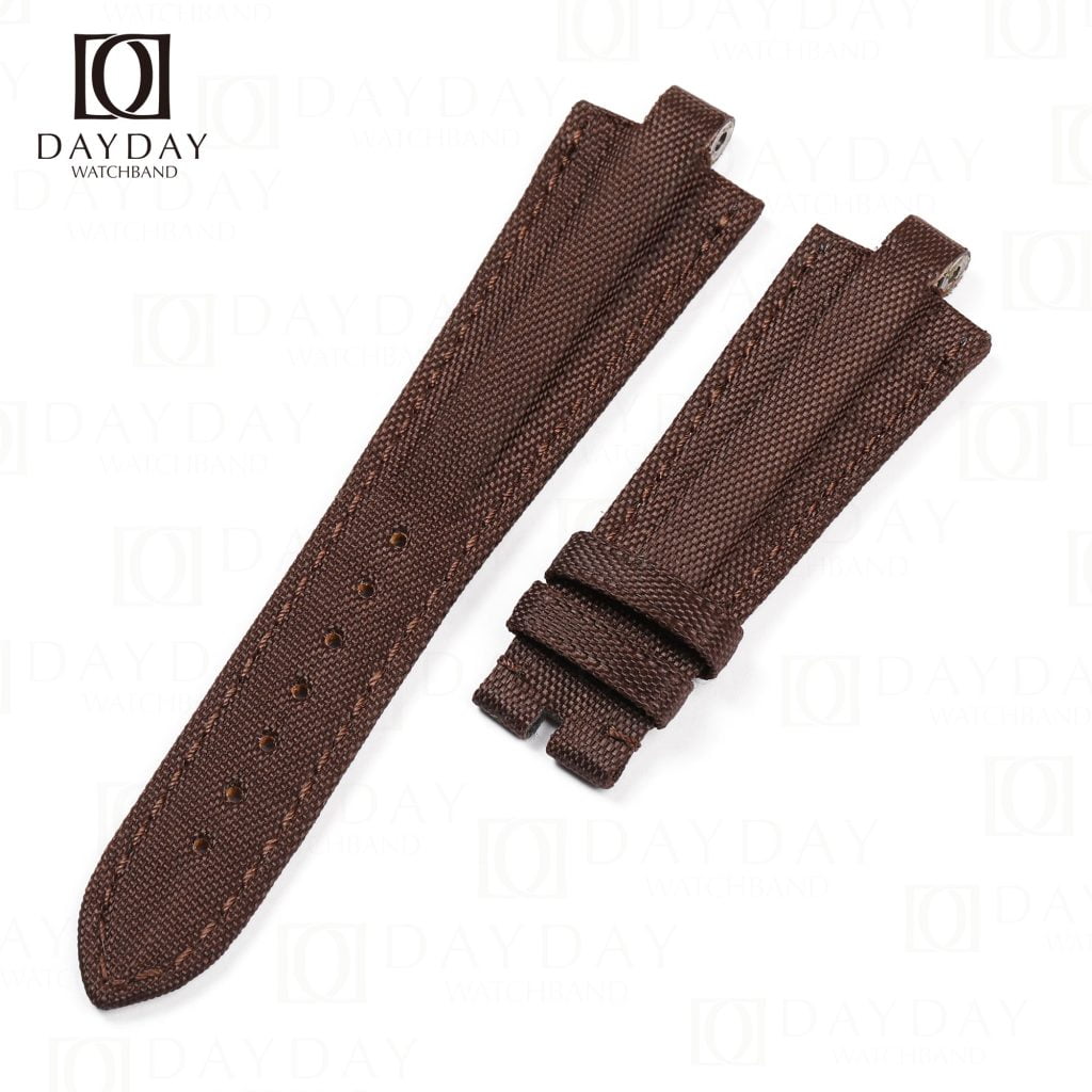 Custom high-end quality brown nylon canvas replacement watchbands for Bvlgari Diagono strap