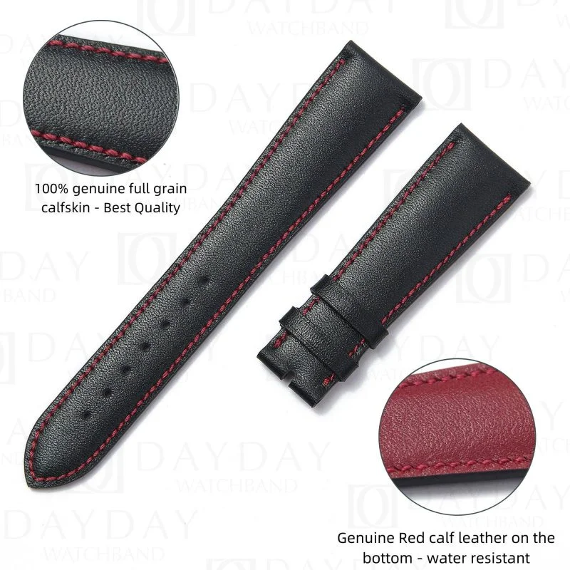 Custom black red calf leather watchband replacement for Tudor Heritage BB Black Bay 58 36 41 GMT 20mm 22mm 24mm strap for sale