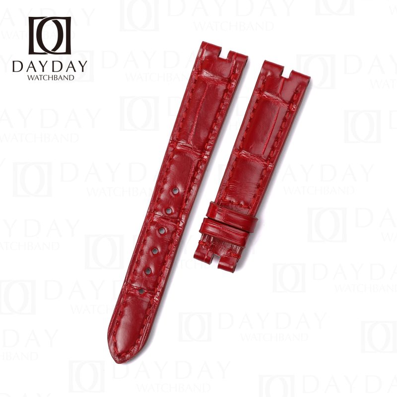 Custom replacement alligator Red learher watchbands for Van Cleef & Arpels Poetic Complications strap