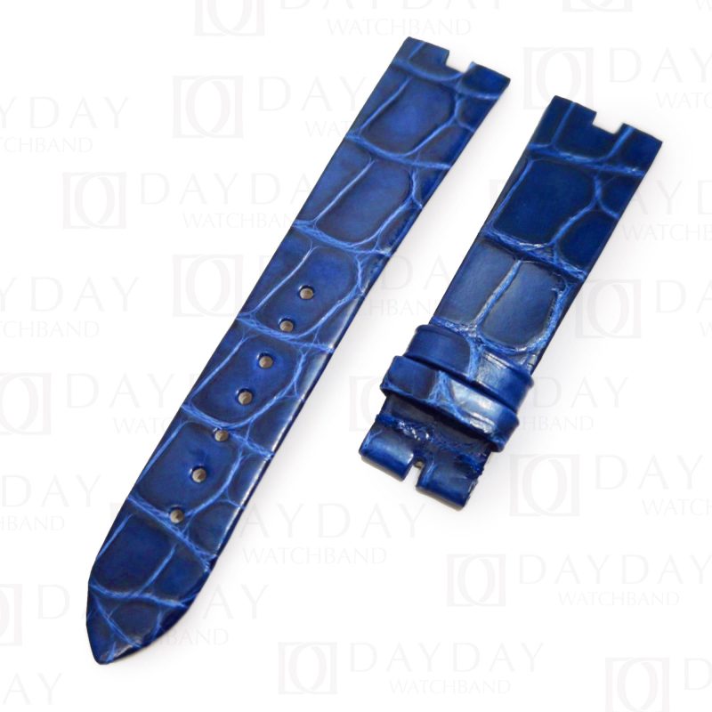 Custom replacement alligator blue learher watchbands for Van Cleef & Arpels Poetic Complications strap