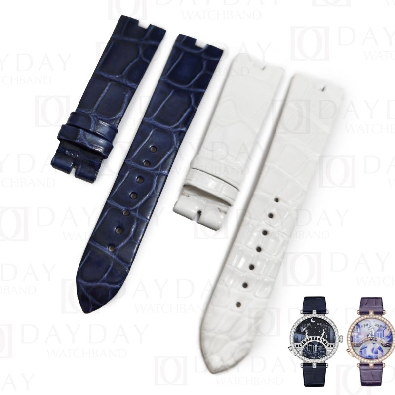 Custom replacement alligator learher watch bands for VanCleef & Arpels Poetic Complications straps