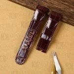 Custom replacement black cherry alligator leather watchbands for Corum Admirals Cup strap