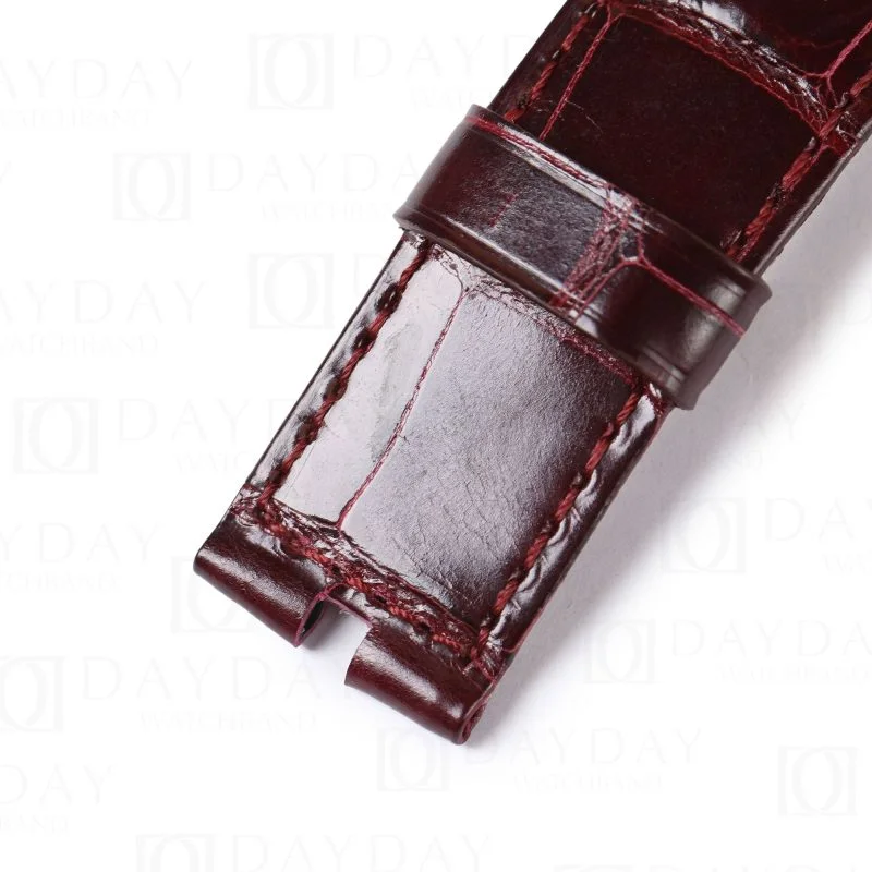 Custom replacement black cherry alligator leather watchbands for Corum Admirals Cup strap