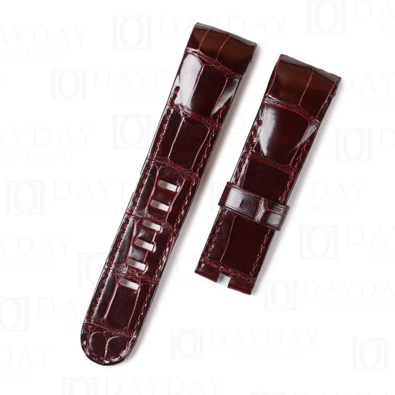 Custom replacement black cherry alligator leather watch band for Corum Admirals Cup straps for sale