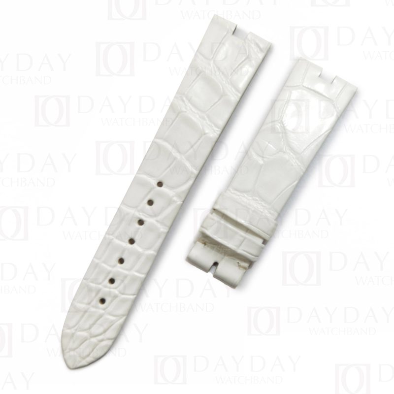 Custom replacement alligator white learher watchbands for Van Cleef & Arpels Poetic Complications strap