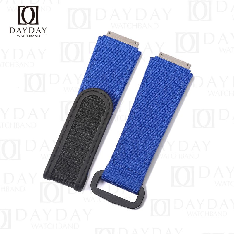 Custom replacement army Blue velcro canvas nylon watchbands for Richard Mille straps (1)