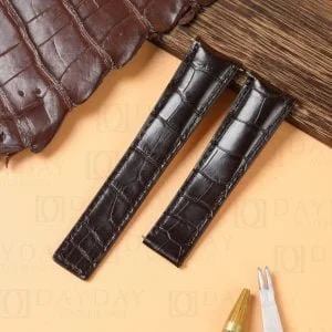 Custom replacement brown belly-scale alligator leather watch bands for TAG Heuer strap