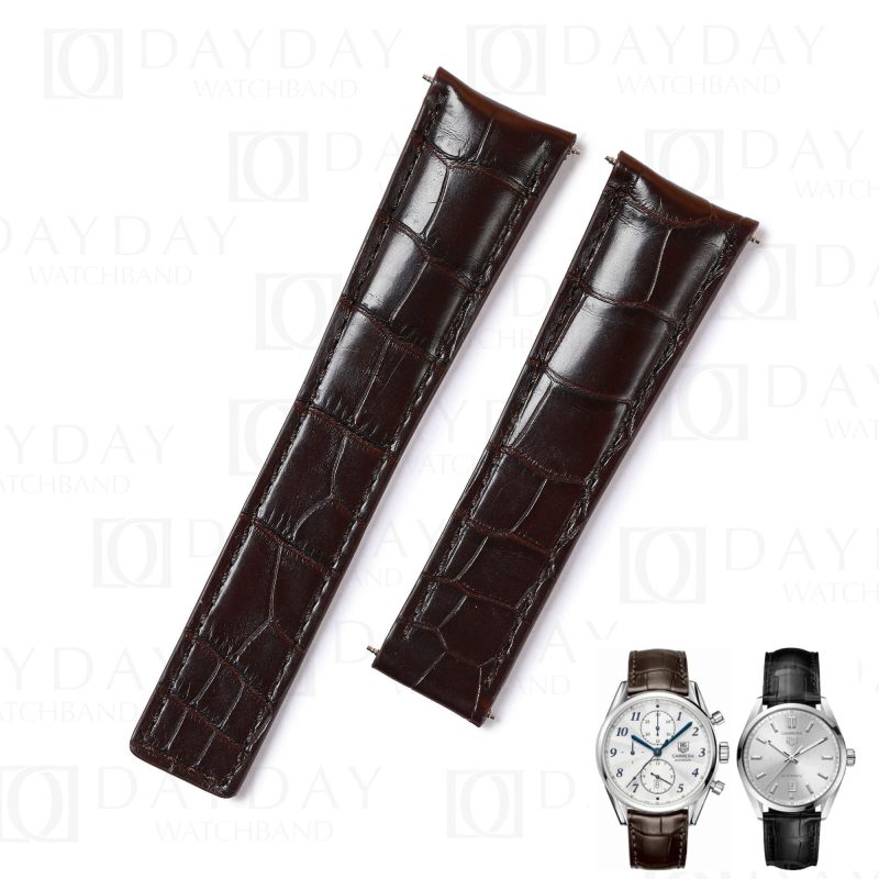 Custom replacement brown belly-scale alligator leather watchbands for TAG Heuer strap