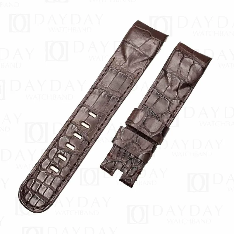 Custom replacement brown alligator leather watchbands for Corum Admirals Cup strap for sale