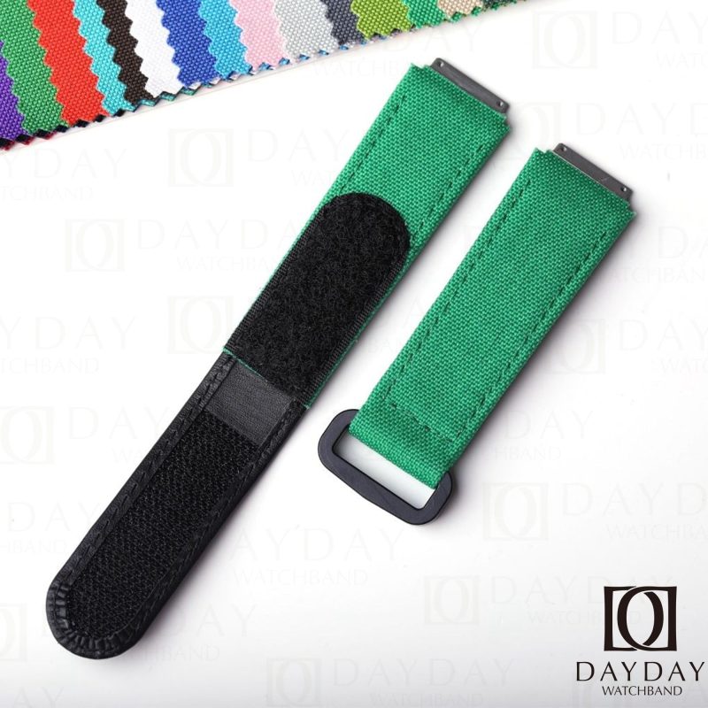 Custom replacement green velcro canvas nylon watchbands for Richard Mille straps