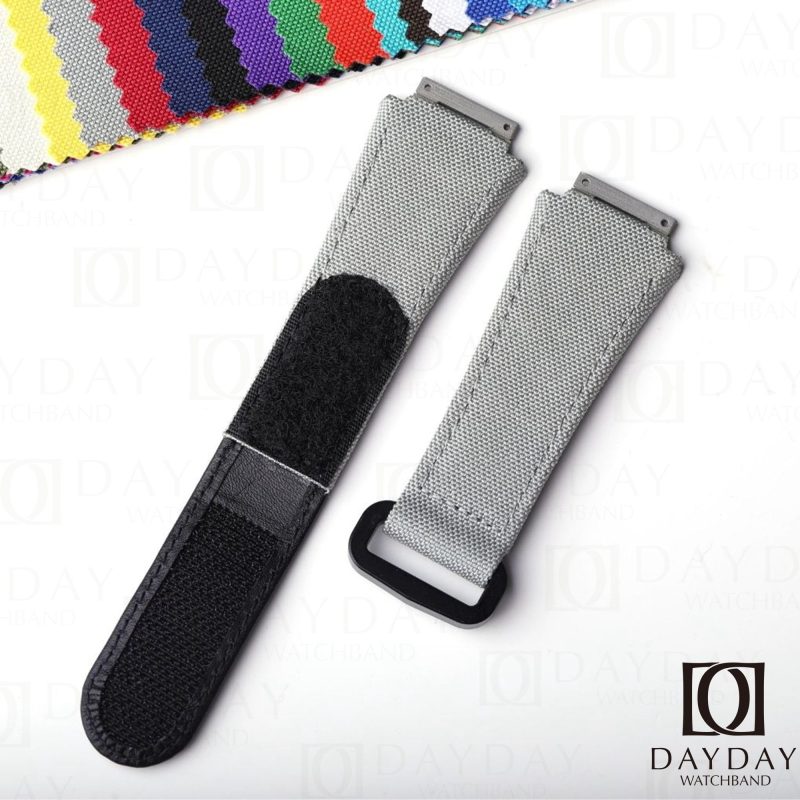 Custom replacement grey velcro canvas nylon watchbands for Richard Mille straps