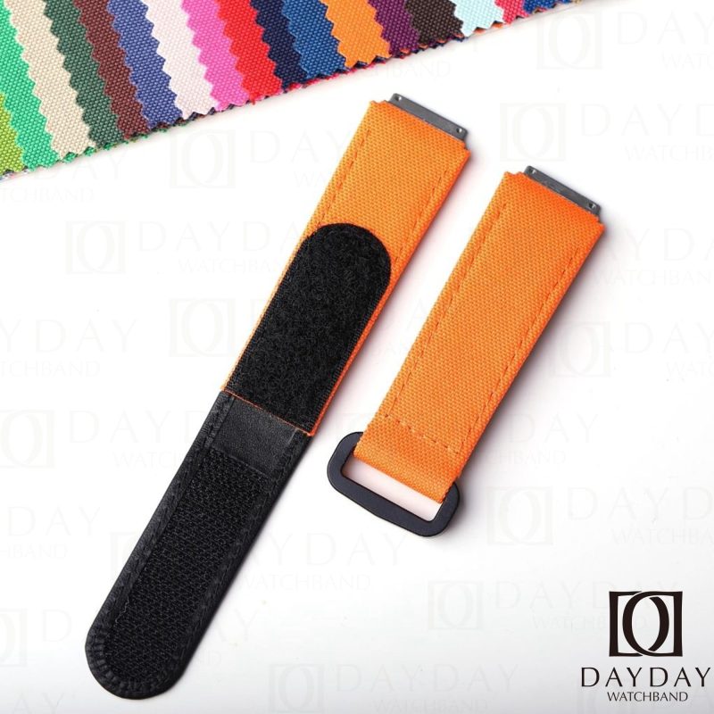 Custom replacement orange velcro canvas nylon watchbands for Richard Mille straps