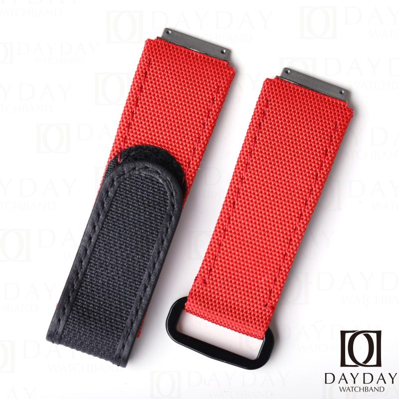 Custom replacement red velcro canvas nylon watchbands for Richard Mille strap
