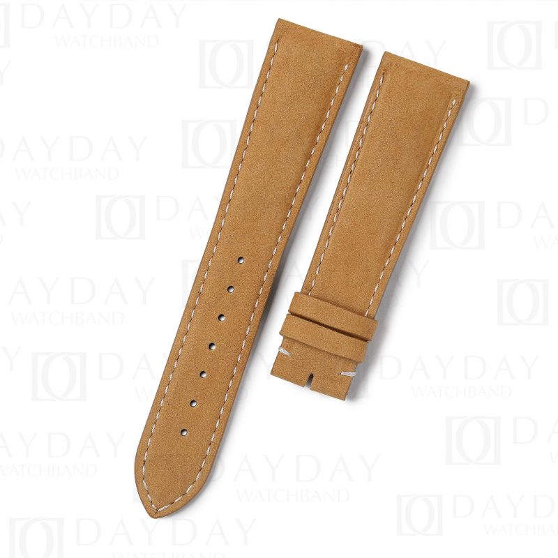 Custom replacement vintage suede yellow leather watchband for Glashütte Quintessentials strap