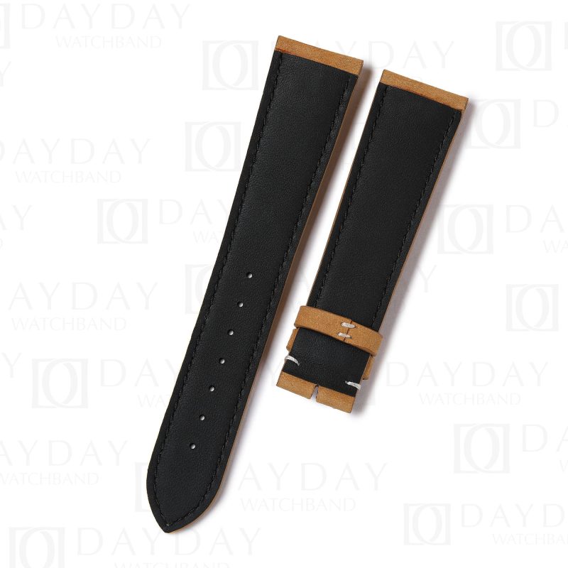 Custom replacement vintage suede leather watchband for Glashütte Quintessentials straps