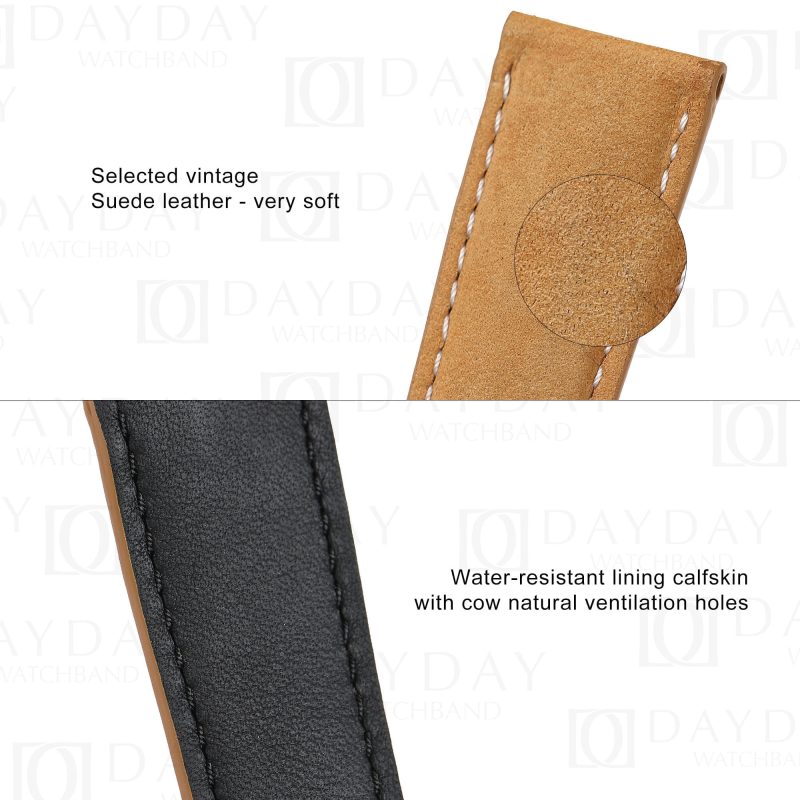 Custom replacement vintage suede leather watch bands for Glashütte Quintessentials straps
