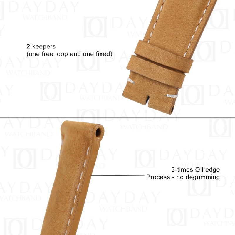 Custom replacement vintage suede leather watch bands for Glashütte Quintessentials straps
